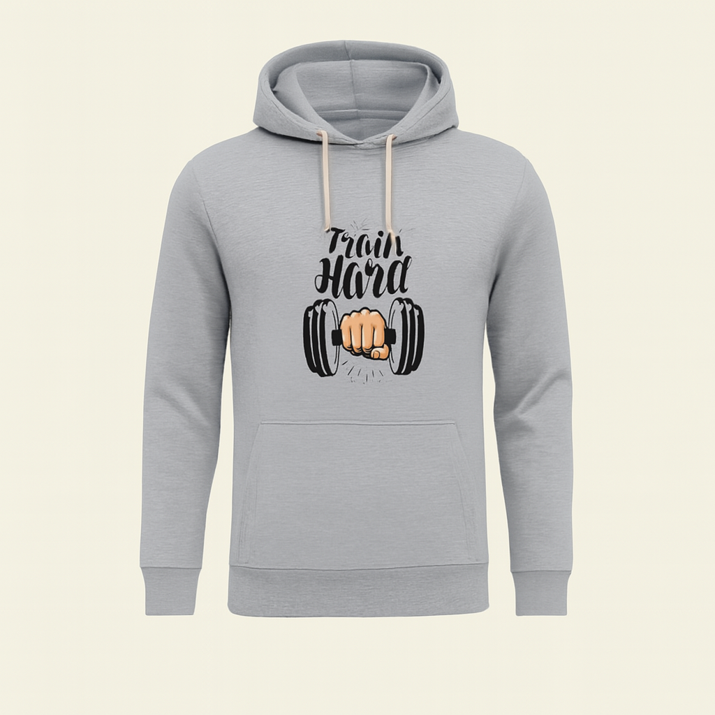 Train Hard Grey Hoodie for Men & Boys
